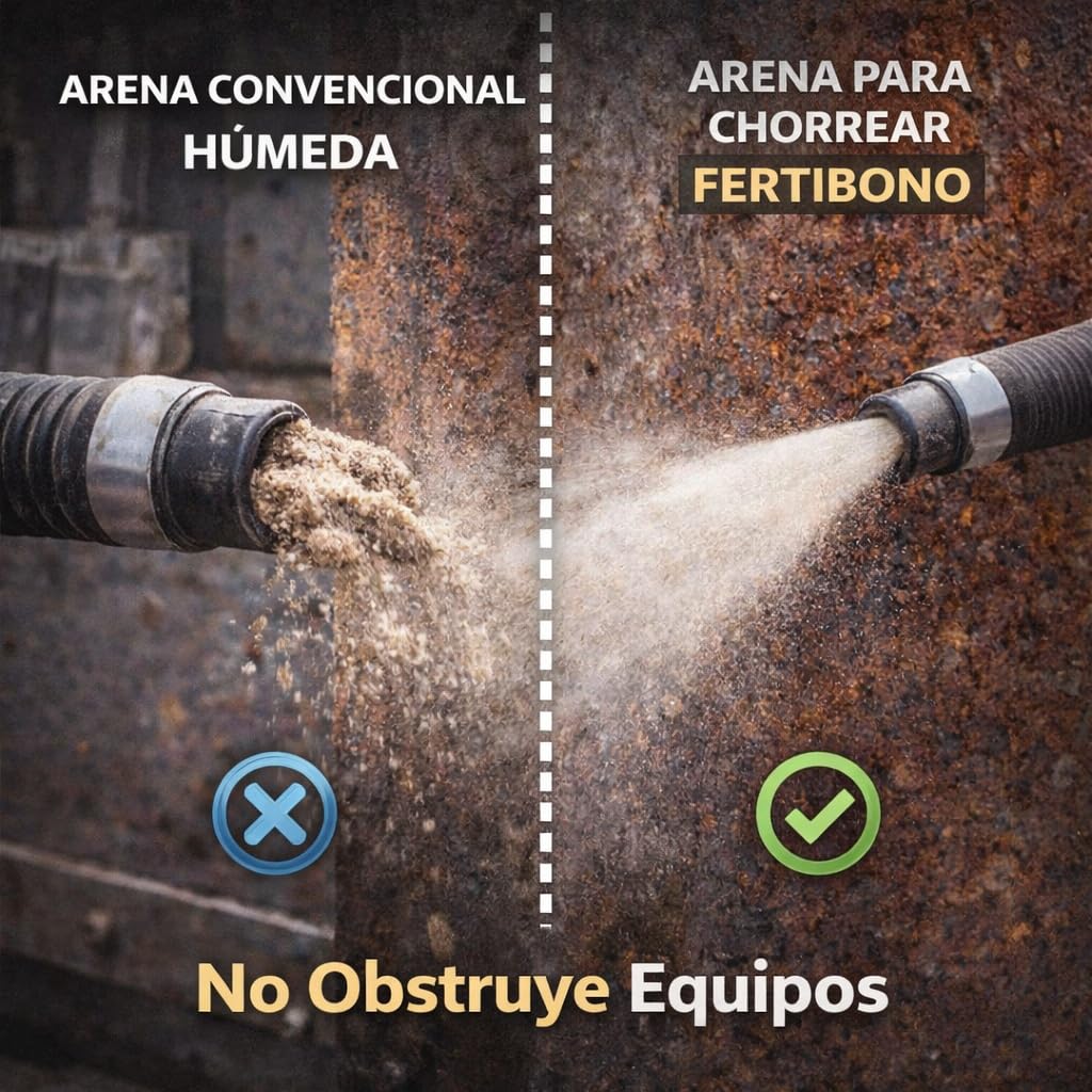 Arena para Chorrear Fertibono 25kg Fertibono – Elimina óxido y pintura, granulometría ideal, alta pureza SiO2, sin humedad