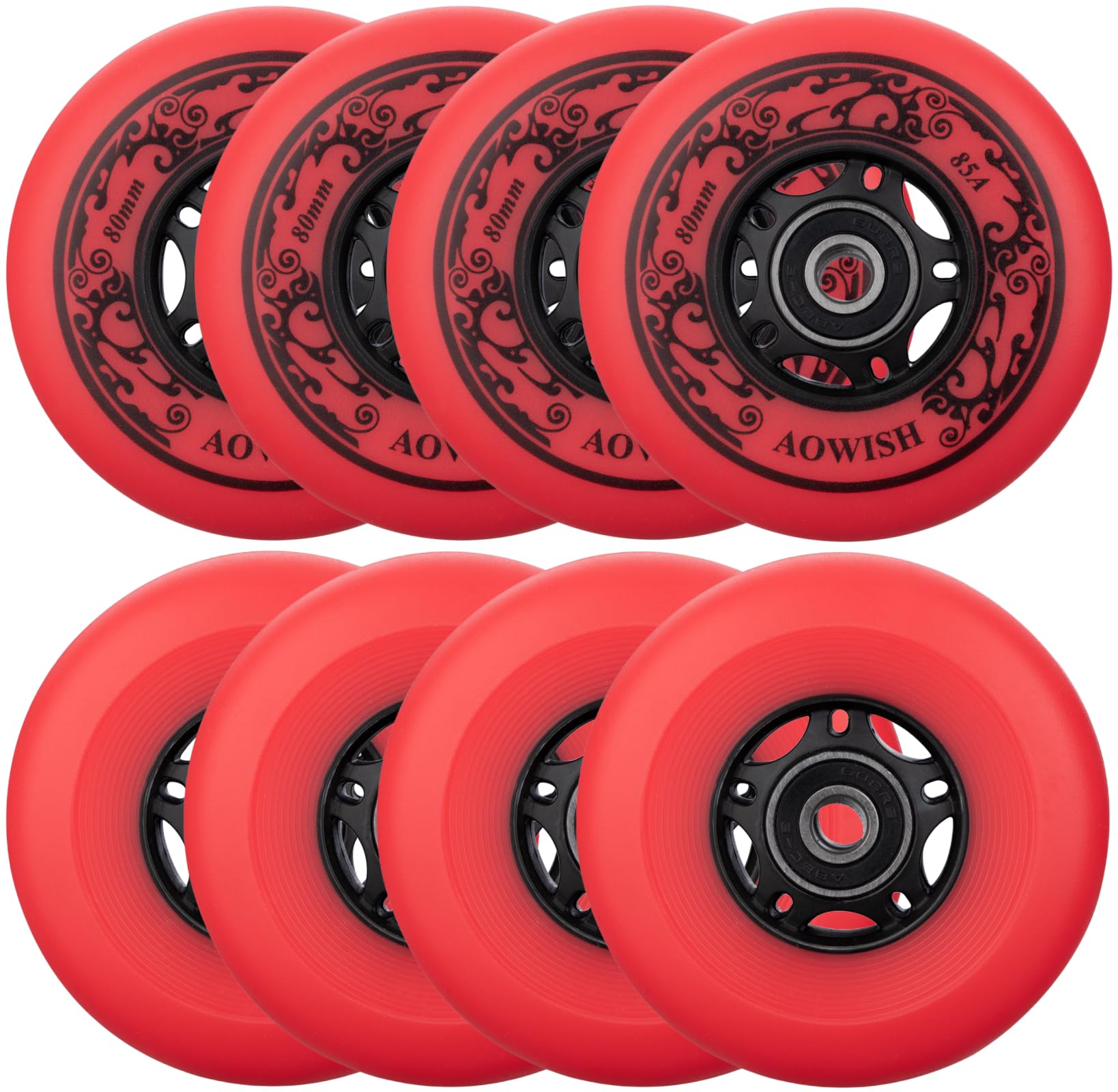 8-Pack Inline Skate Wheels, 85A, Outdoor & Indoor | Roller Hockey Wheels Replacement with Bearings ABEC-9 and Floating Spacers Compatible with Roller Blades, Roller Skates, etc