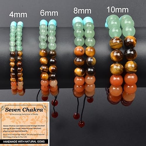 Vista 479 de MASSIVE BEADS Pulsera elástica de yoga hecha a mano con piedra natural, cristal curativo, energía, regalos para adultos unisex de 0.157 in, 0.236