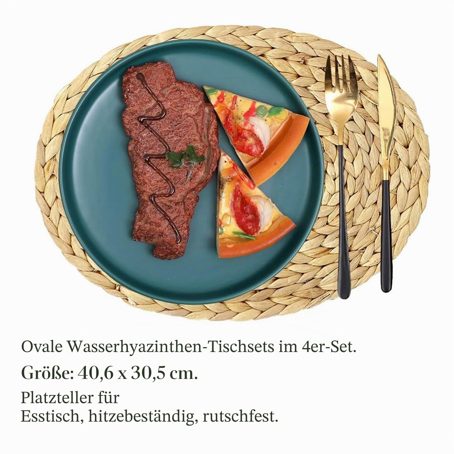 Ovale Platzsets, Kürbisgras, rutschfest, leicht zu reinigen, 30,5 x 40,6 cm, rustikale Bauernhaus-Dekoration, 4 Stück