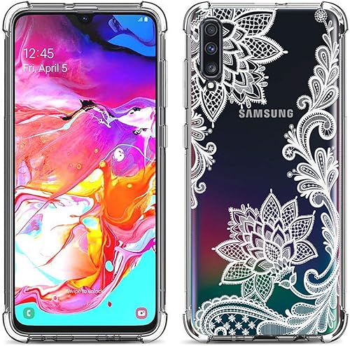 Miniatura 8 de Funda transparente floral para Galaxy A70 para mujeres y niñas, bonita funda de teléfono para Samsung Galaxy A70 (2019), diseño de flores