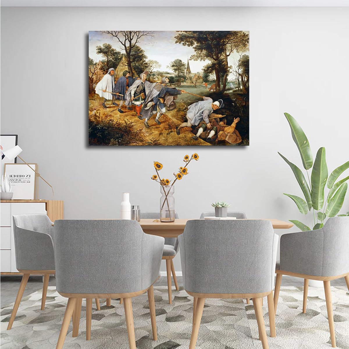 Stampe su tela rinascimentali Il cieco che guida il cieco di Pieter Bruegel il Vecchio Poster d'arte della parete per soggiorno Ufficio Corridoio Decorazione della parete 85x120cm Innerframe