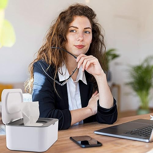 Miniatura 6 de NOVWANG Paquete de 3 dispensadores de toallitas para bebés con tapas, mantiene las toallitas frescas, contenedor de toallitas recargables con diseño