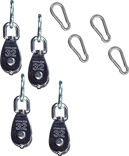 Park & Sun Sports Sistema avanzado de fijación de polea de red de voleibol de cable: equipado con poleas de 0.157-1.260 in y mosquetones de 3