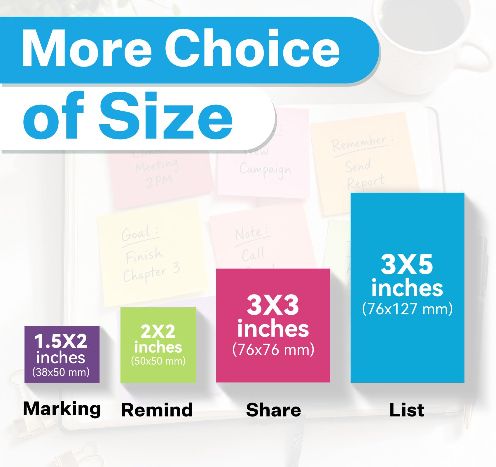 Agoer 1200 Notes Sticky Notes Lot de 12 Blocs Autocollantes 76 x 127 mm 100 Feuilles par Bloc 12 Couleurs