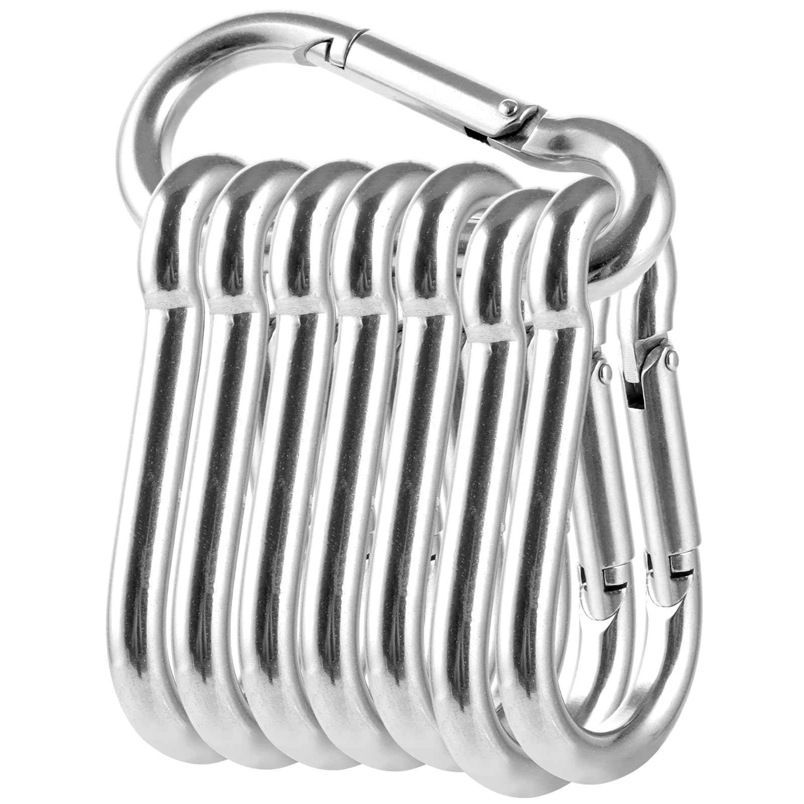 Mosquetones de Acero Inoxidable 304, 8 Piezas M10 10x100mm, Gran Capacidad 600 kg/1200 LB, Mosquetón Grande para Camping, Senderismo