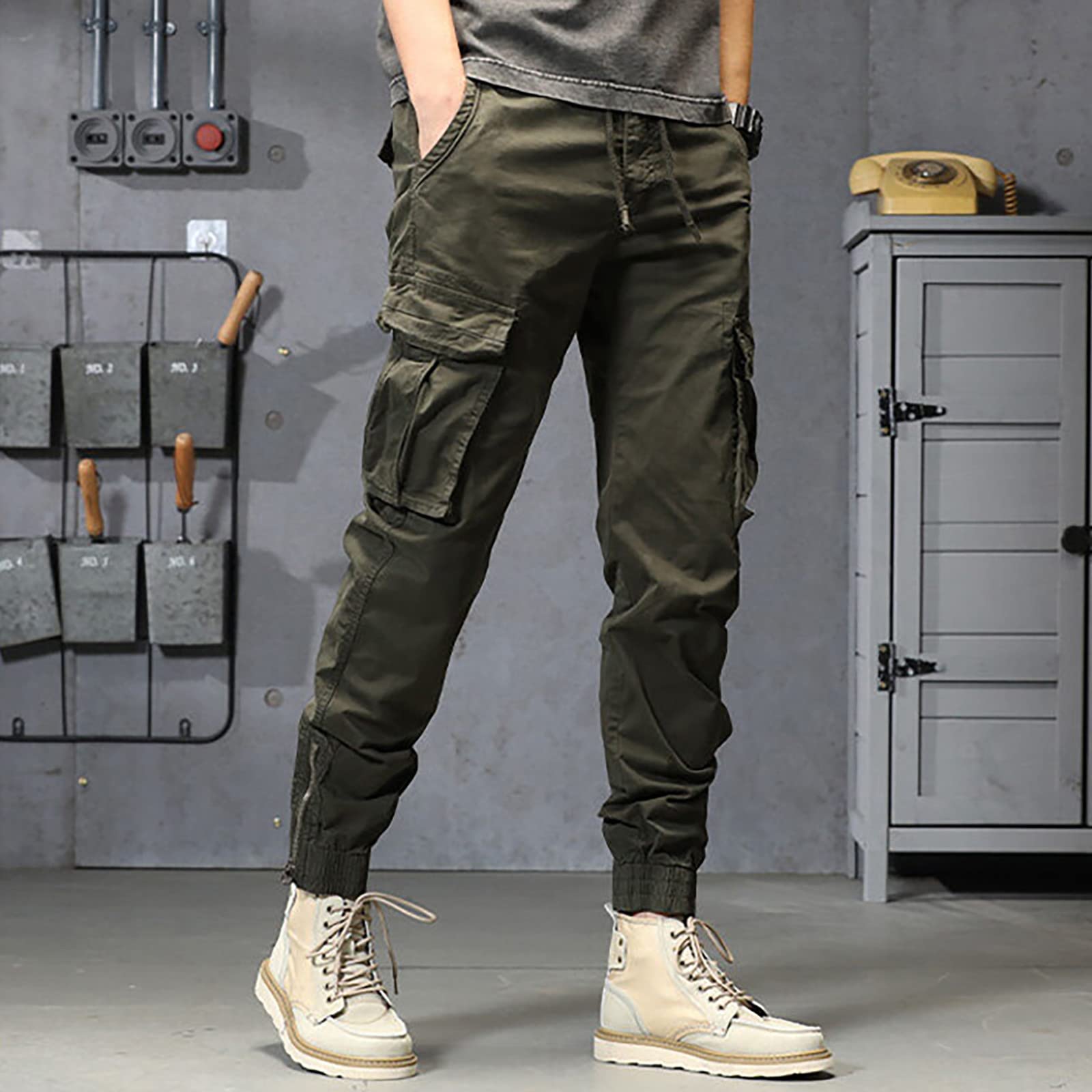 Marca Di Pantaloni Da Uomo Pantaloni Di Lino Da Uomo Vita Elastica Con Tasche Con Cerniera Gamba Dritta Lavoro Casual Per Attività All'aperto Abbigliamento Quotidiano Tela Neri Per Gli Uomini