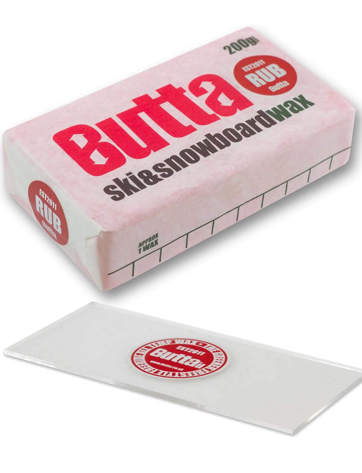 Butta Rub On Ski & Snowboard Wax With Small Scraper