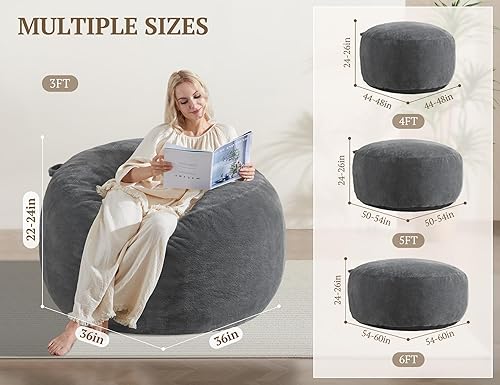 Miniatura 2 de Puf de 3 pies, cómodos puf para adultos, rellenos de espuma viscoelástica de terciopelo de lujo con funda extraíble, puf para adultos con relleno