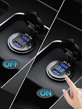 IMESTOU Dual USB Auto Ladegerät 4,8A - Wasserdicht Mit Voltmeter Für 12V/24V Fahrzeuge