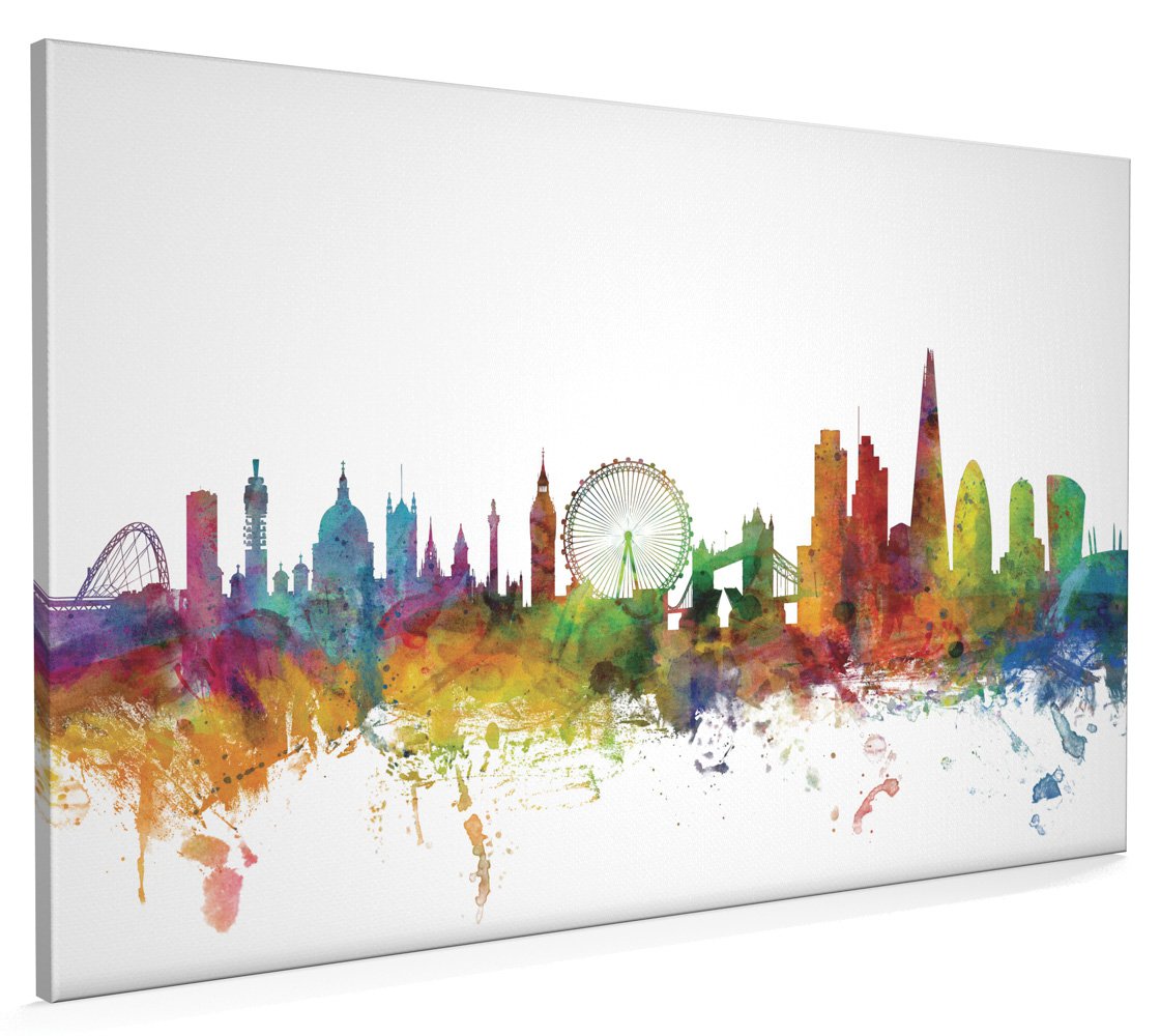 Artpause White London England Skyline Canvas Art Print, 22X34 Inch (A1) - 1027