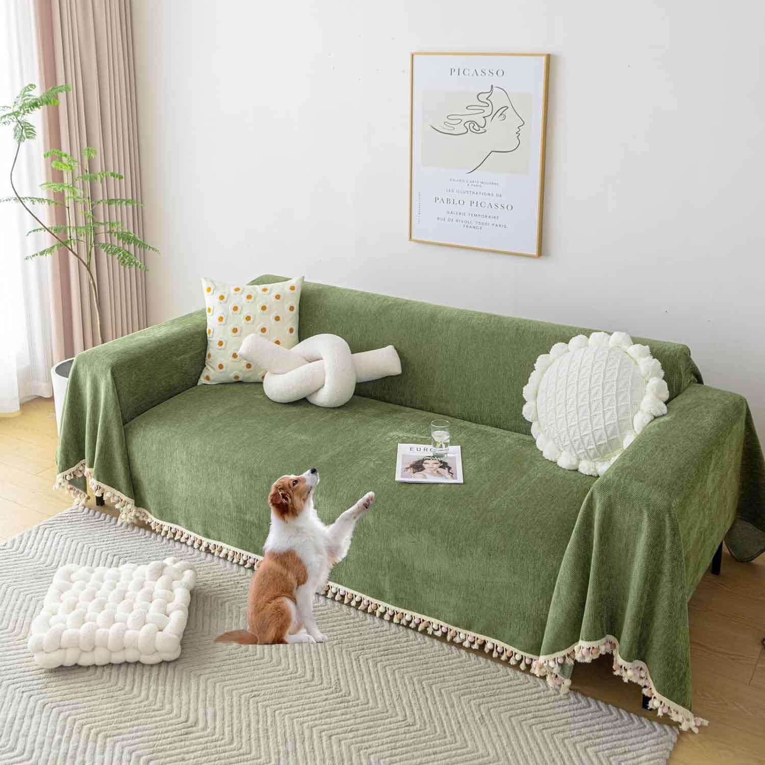 HLTQL Throws for Sofas Large,Sofa Throws Large 3 Seater,Chenille Extra Large Throws for Settees 4 Seater,Non Slip Sofa Throws Settee Throws for Couch,Armchair and Bed(#177,180x380cm)