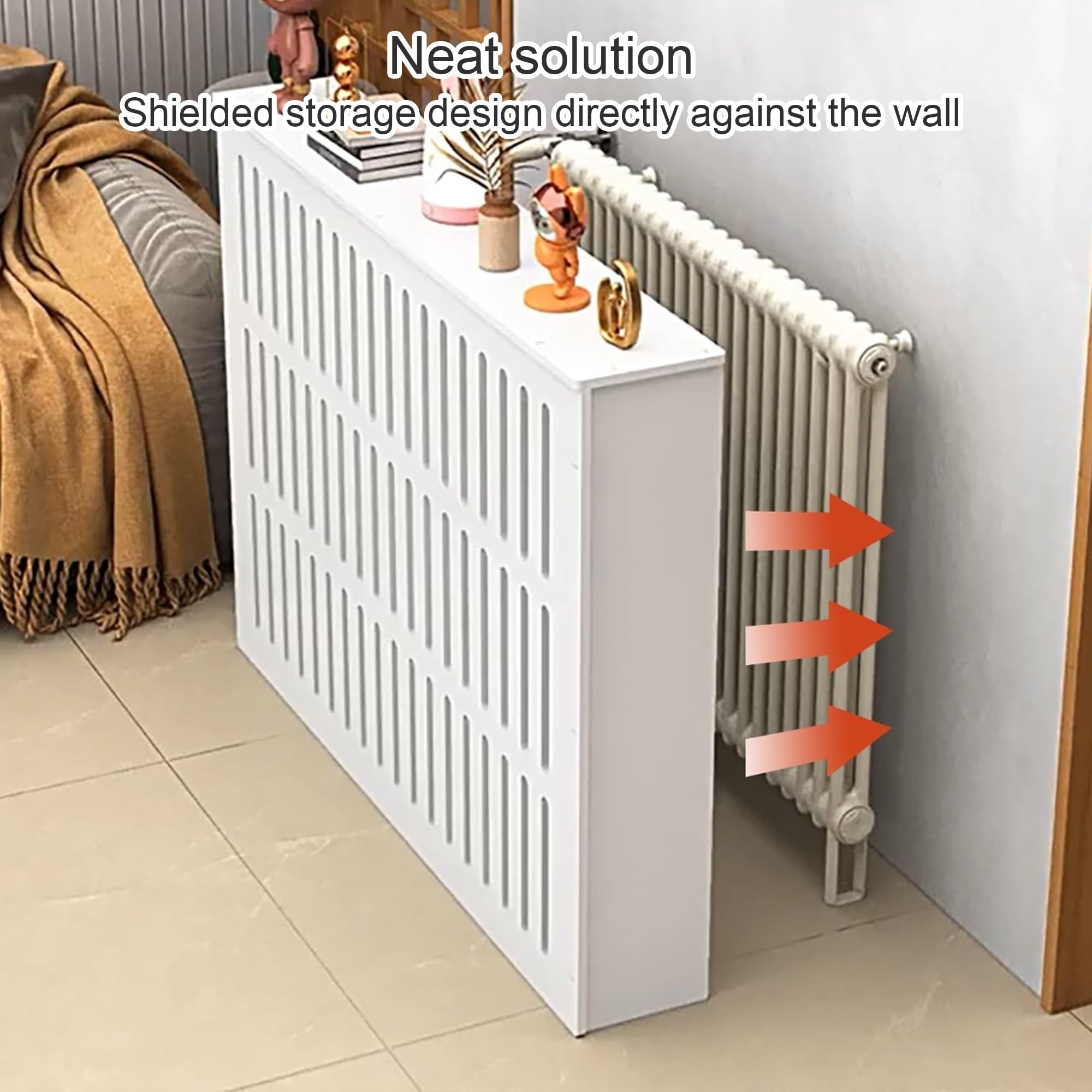 Copertura per termosifone con ventilazione, per riscaldamento domestico, sicuro, con ripiano Sto, facile da montare, ideale per corridoio, soggiorno, camera da letto (90 x 80 x 20 cm)