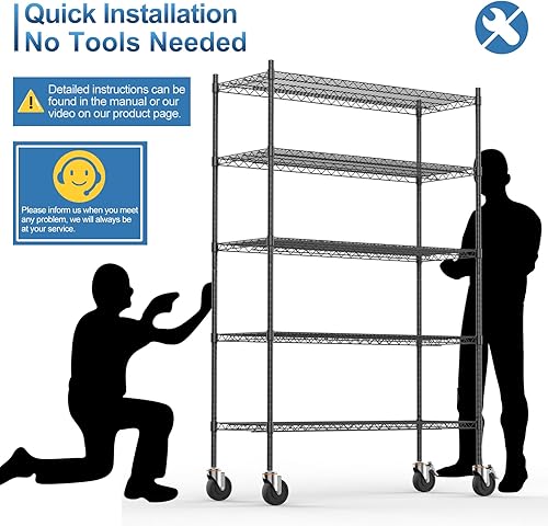 Miniatura 6 de Luxspire Estantería de alambre, estantes de almacenamiento ajustables de grado comercial de alta resistencia de 3000 libras, estante de metal