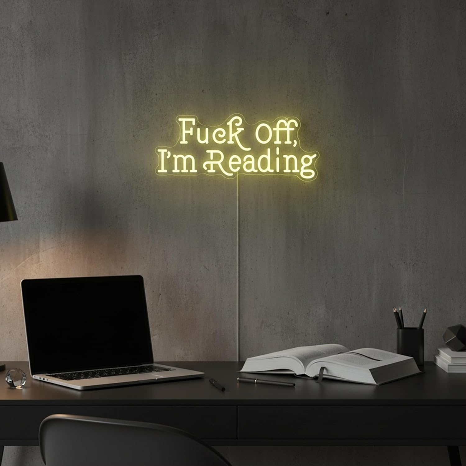 F**k Off, I'm Reading LED Neon Sign Sassy White Dimmable Wall Decor for Library Reading Nook & Bedroom 16.9" x 7.3" Funny Book Lover Gift for Bookworms & Introverts