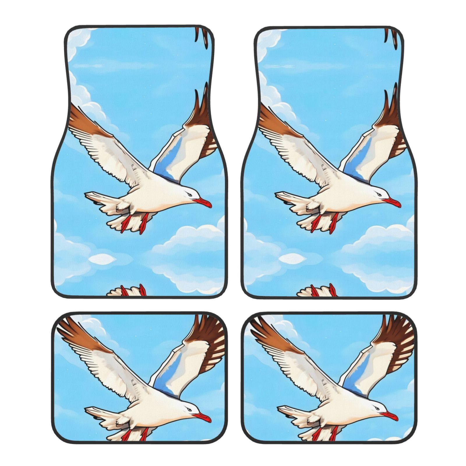 Tapis de voiture motif mouettes BROLEO : lot de 4 protections de sol universelles - 8
