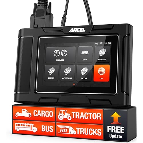 ANCEL HD3400 Pro Heavy Duty Truck Scanner | DPF Regeneration, Lifetime Free Update, Compatible with Commercial Vehicles with Cummins, Paccar, Caterpillar, Detroit, Volvo, Mack, International Engines