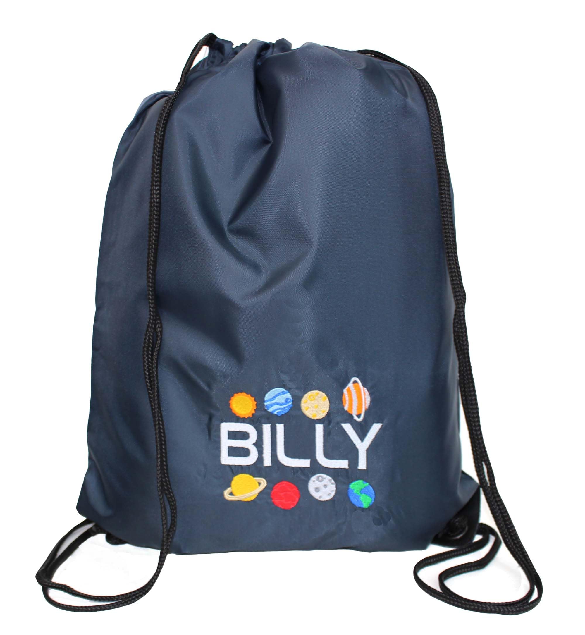 TeddyT's Personalised Space Solar System Planets PE Drawstring Swimming Bag (Navy)