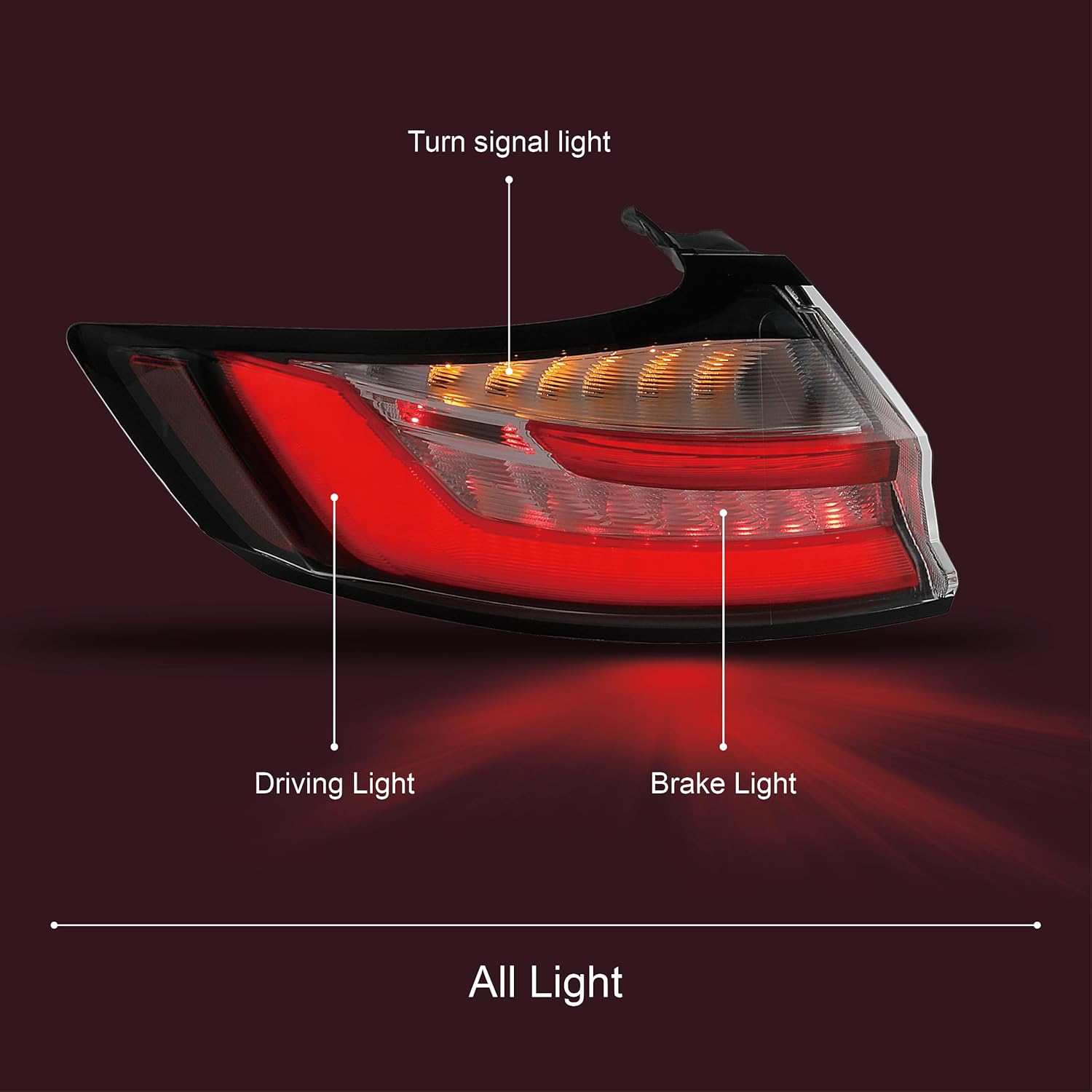 LED Tail Lights Compatible With 2019 2020 2021 2022 2023 2024 Ford Edge ST/ST-Line/Titanium Rear Brake Lamp Signal Assembly with running lights Replace:KT4Z13405D FO2804126 Left Driver Side
