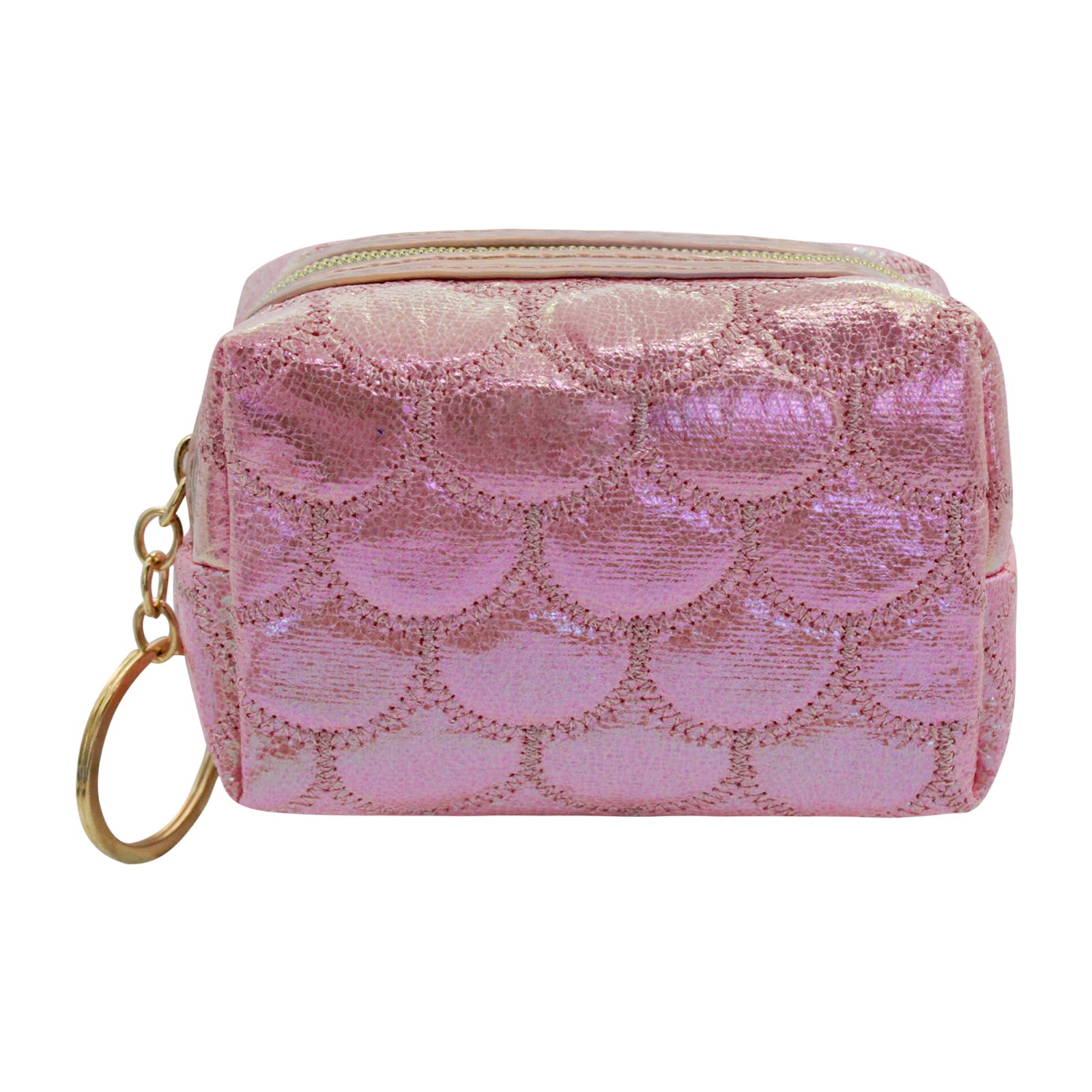 AdiStylinno Coin Purse, Polyester Unique Fish Scale Texture Change Purse Portable Woman Coin Pouch with Zipper and Key Ring (A)