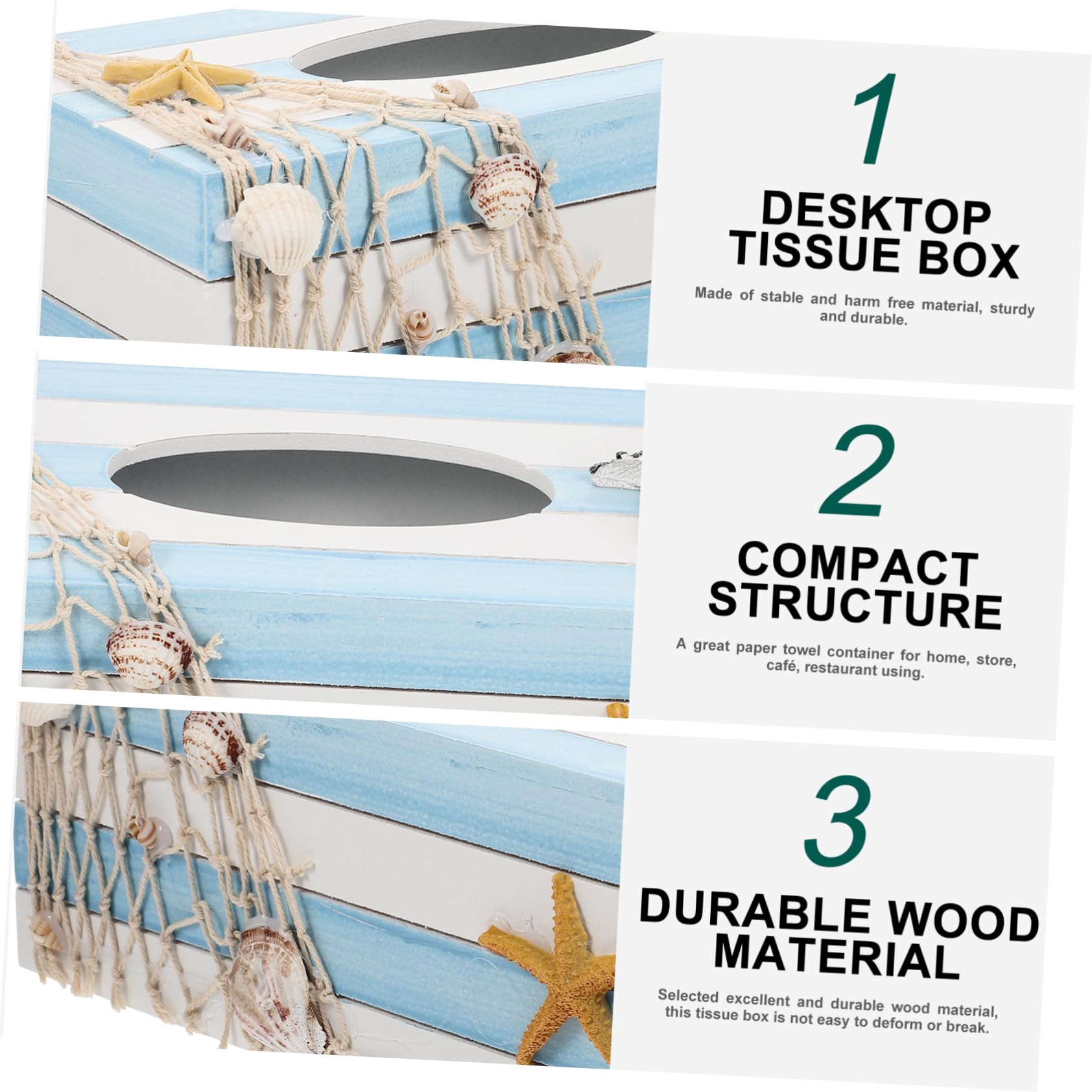 Healifty Sommerfest Holz Kosmetiktücherbox mit Geschmackvollem Design Leicht und Stabil als Taschentuchbox Hülle für Büro und Zuhause