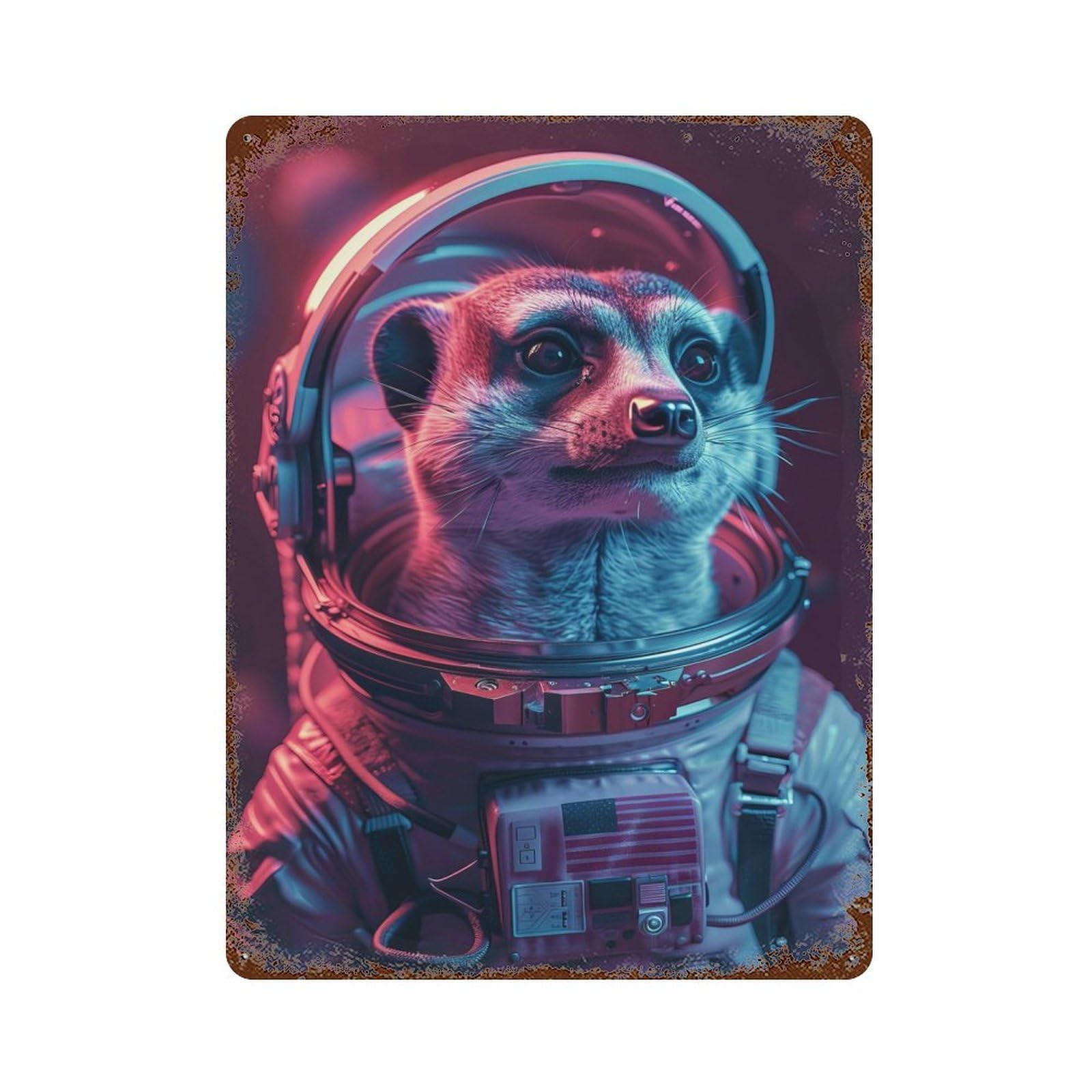 Meerkat Aged Metal Wall Plaque 15.7"x11.8", for Shed, Workshop And Garage Wall Decor, Old School Wall Decor