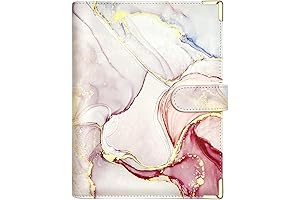 A5 Refillable 6 Ring Binder Cover, Mini Notebook Planner Cover for Agenda...