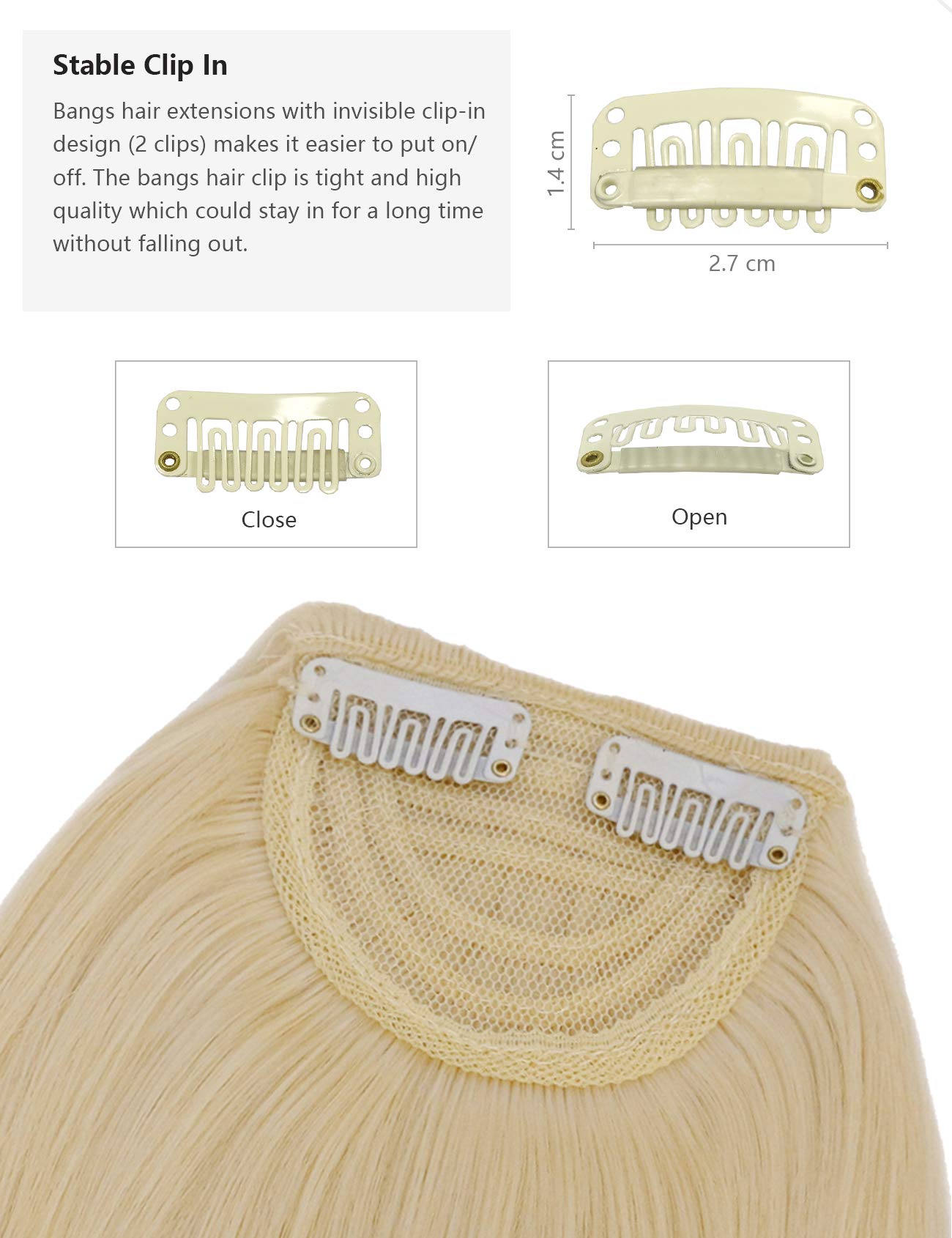 Yamel Bangs Hair Clip in Bangs Hair Extensions Warm Ivory Synthetic Flat Bang with Temples Front Face Fringe Bangs Hair Pieces for Women - Image 3