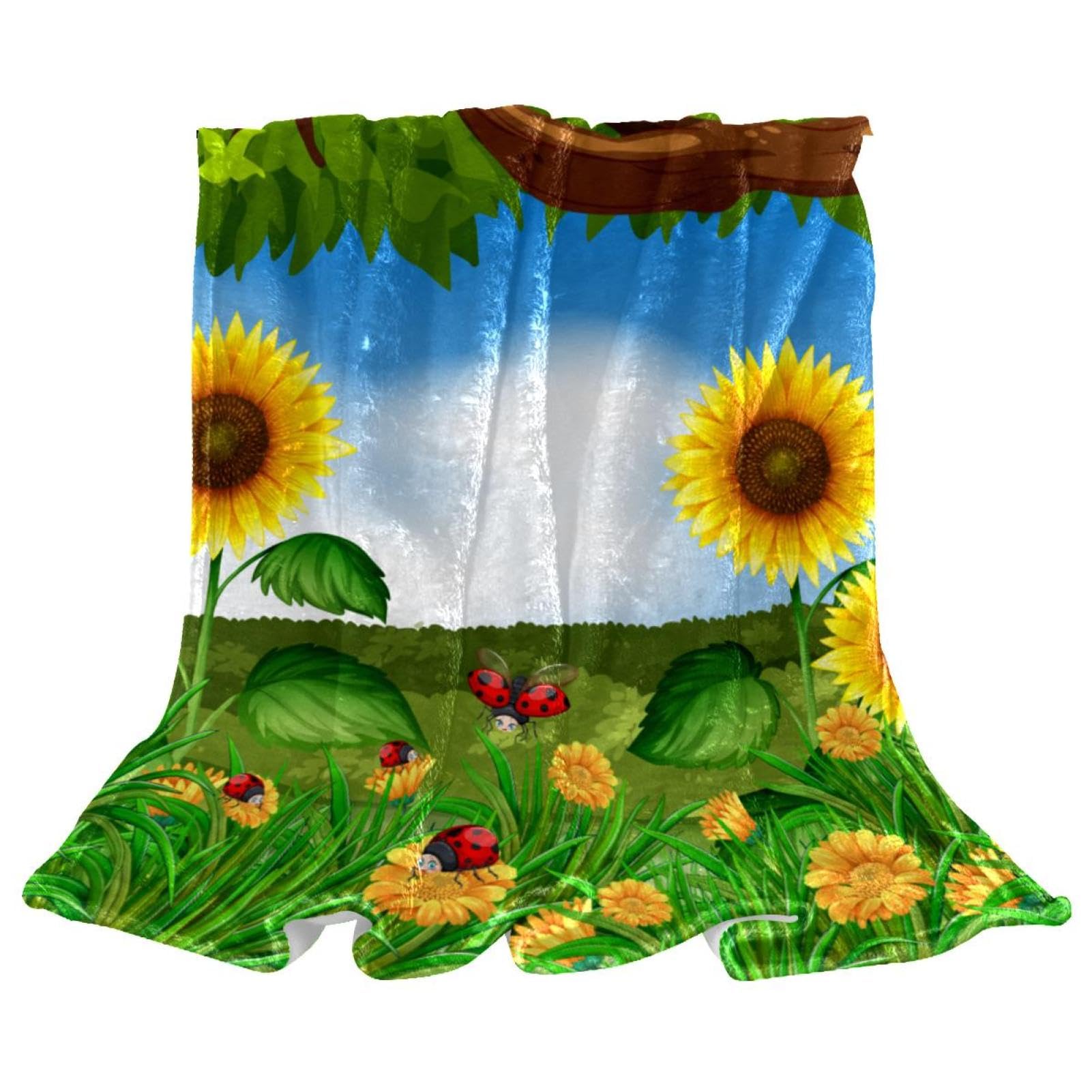 Couverture polaire tournesol jeté de canapé jaune imprimé fleuri