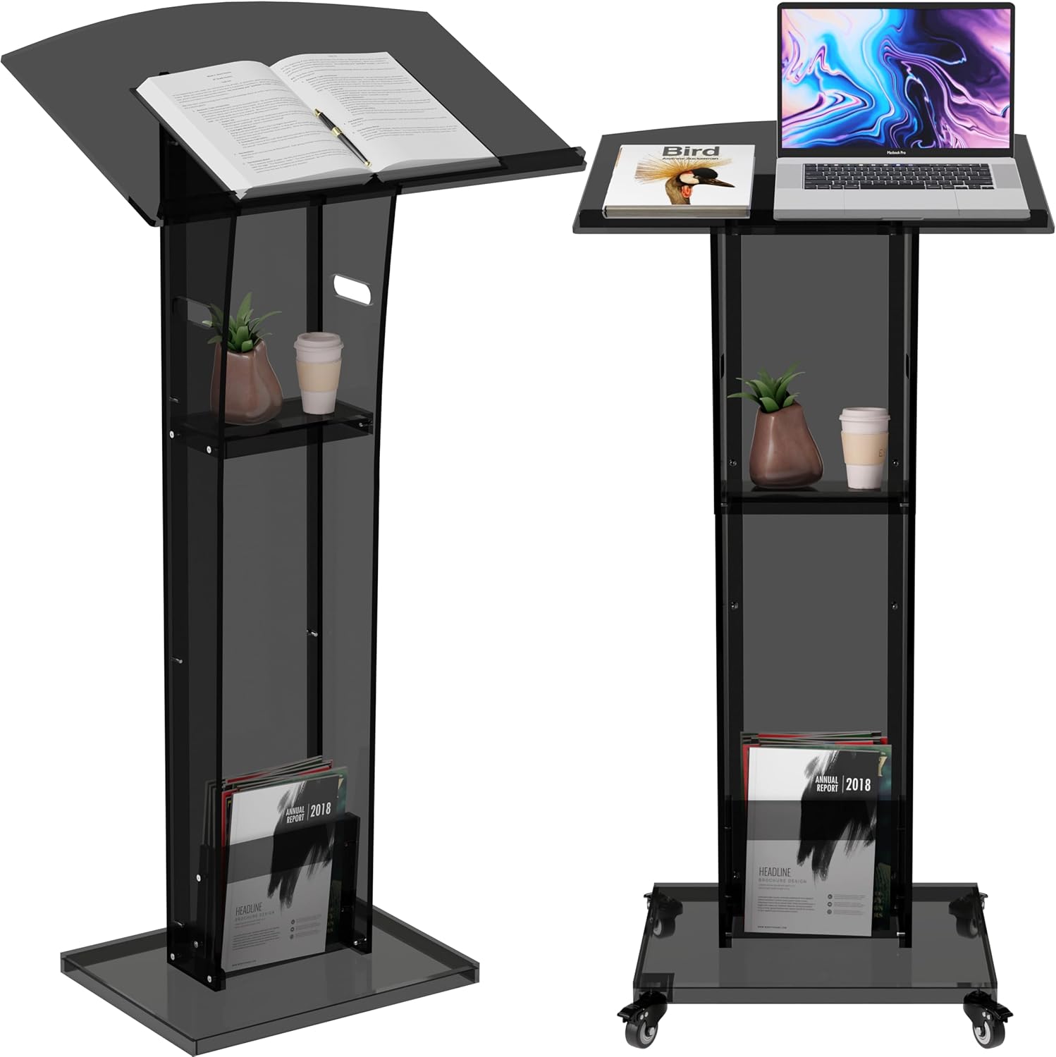 Premium Ultra Clear Acrylic Podium Stand Modern Portable Pulpits for