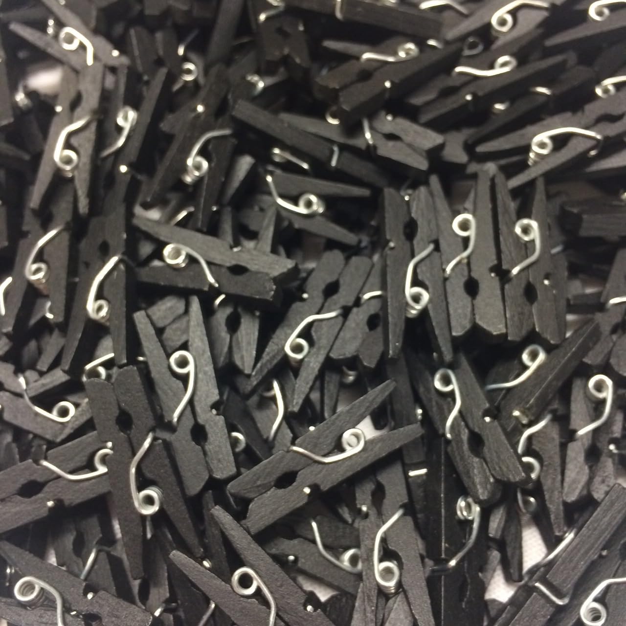 celloexpress Mini Wooden Crafts Pegs - Small Wood Clips - 35mm, Black, Pack of 100