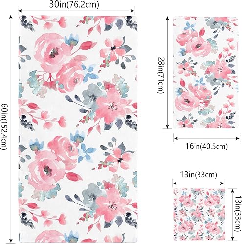Miniatura 4 de Juego de toallas de baño de 3 piezas, juego de toallas de acuarela para baño, toallas de ducha suaves y absorbentes (1 toalla de baño, 1 toalla de