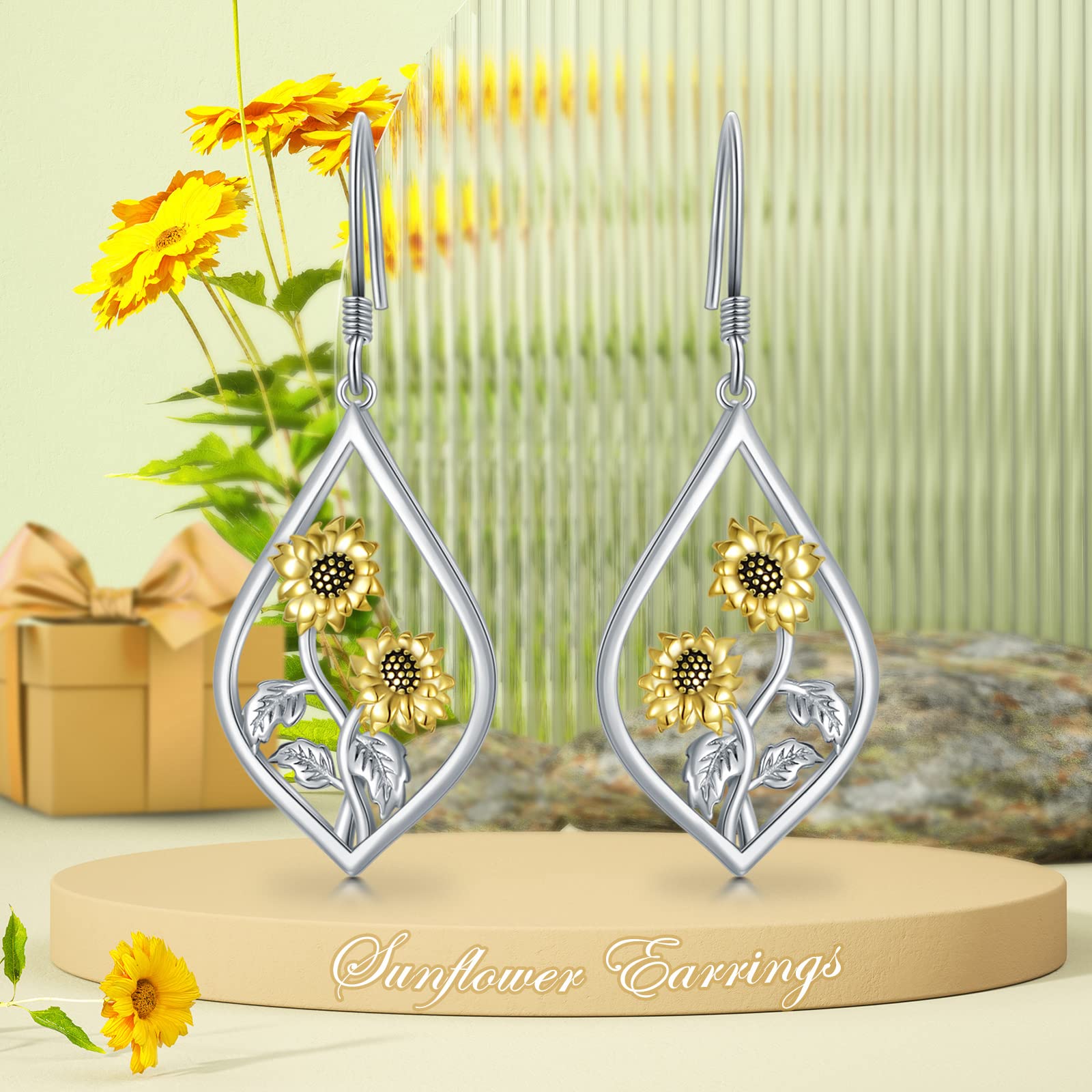 Sterling Silver Sunflower Daisy Tulip Scottish Thistle Earrings Flower Floral Dangle Drop Charm Earrings Jewellery Gifts for Women