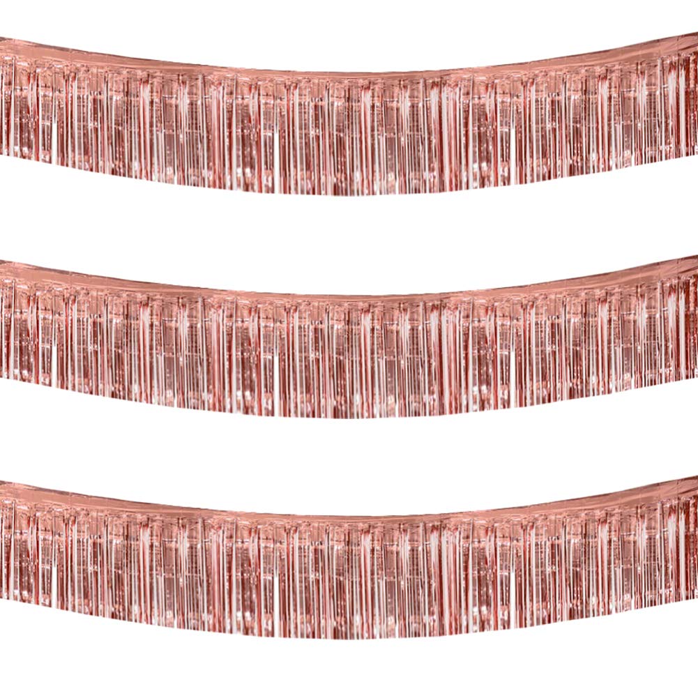 BEISHIDA Rose Gold Fringe Garland Banner 30ft Wall Tinsel Foil Streamers