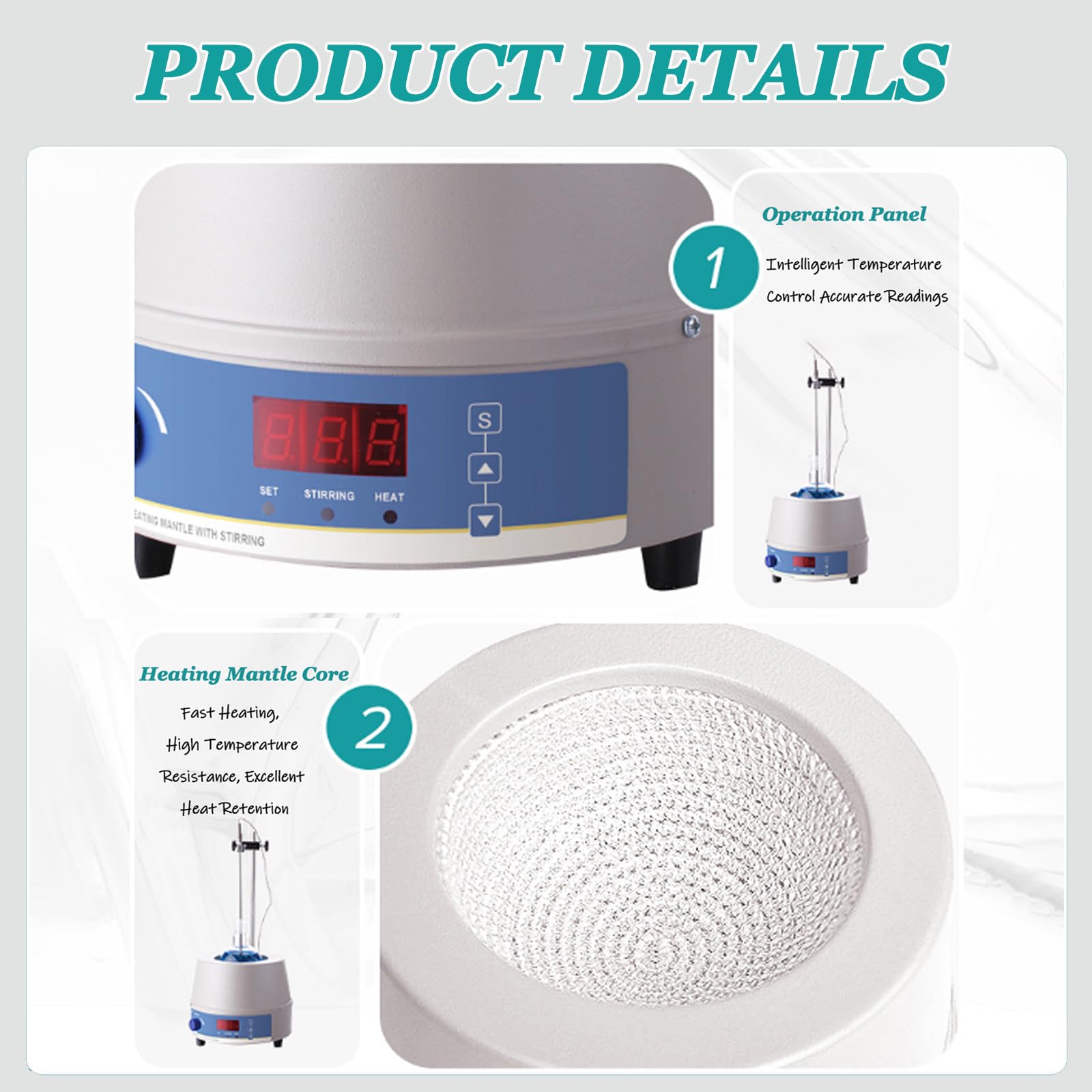Manteau Chauffant électrique,Agitateur Magnétique, Thermostat Continu,Température Réglable,pour Laboratoire,Chimie,Recherche 500ml