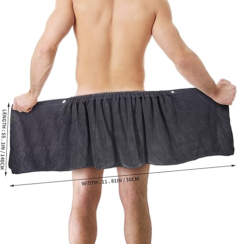 Miniatura 9 de Preboun Toalla de baño para hombre, pantalones cortos, toalla de natación de microfibra suave con cierre a presión (café, azul, paquete de 2)