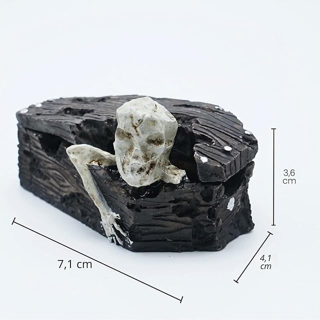 Foto 5 de 8 de Kocris Casa Decoración de Calavera para Acuario, Peces, Reptiles - Resina, Cueva, Esqueleto