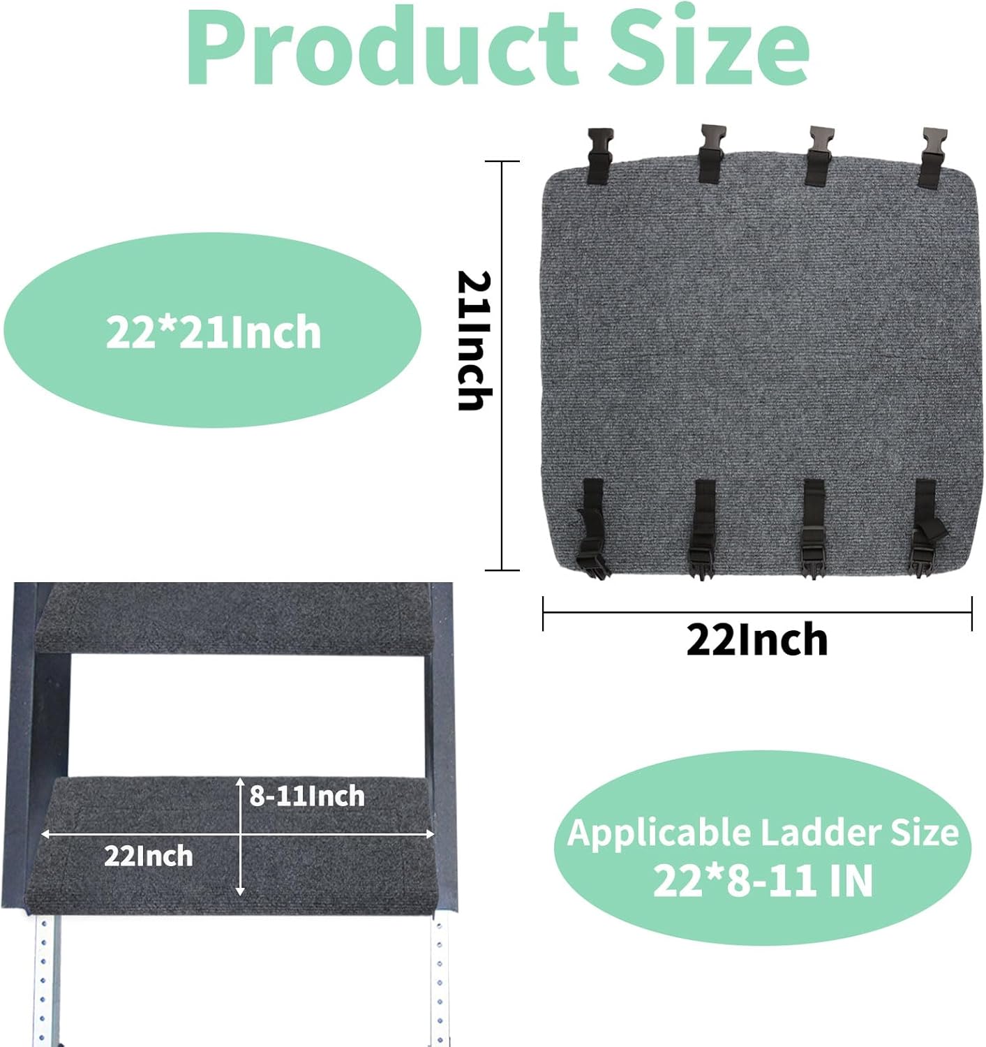 RV Step Covers 4 Pack Adjustable with Buckle, 22 Inch RV Camper Step Stair Covers, Fits 8-11" Deep, Kid & Pet Friendly