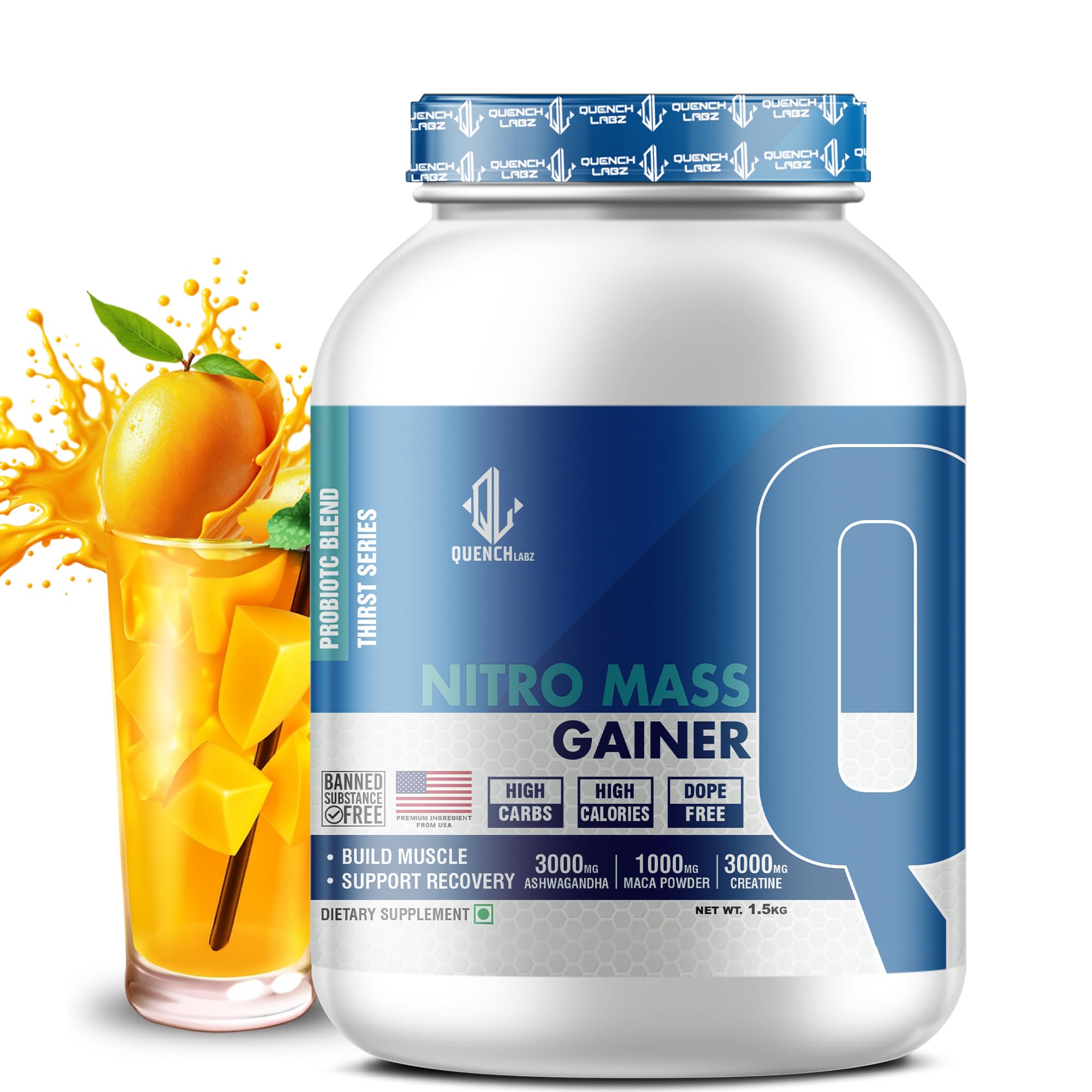 QUENCHLABZ NITRO MASS GAINER 4.5KG Chocolate | 21g Protein, 3g Ashwagandha, 374 Calories | High-Calorie Protein Powder for Weight Gain & Muscle Growth | Creatine & Digestive Enzymes — Amazon image 12