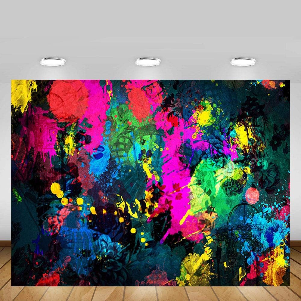 MEHOFOTO Graffiti Painting Photo Booth Backdrop Banner Abstract Art Neon Glowing Party Decorations Studio Photography Background Props 8x6ft - Image 4