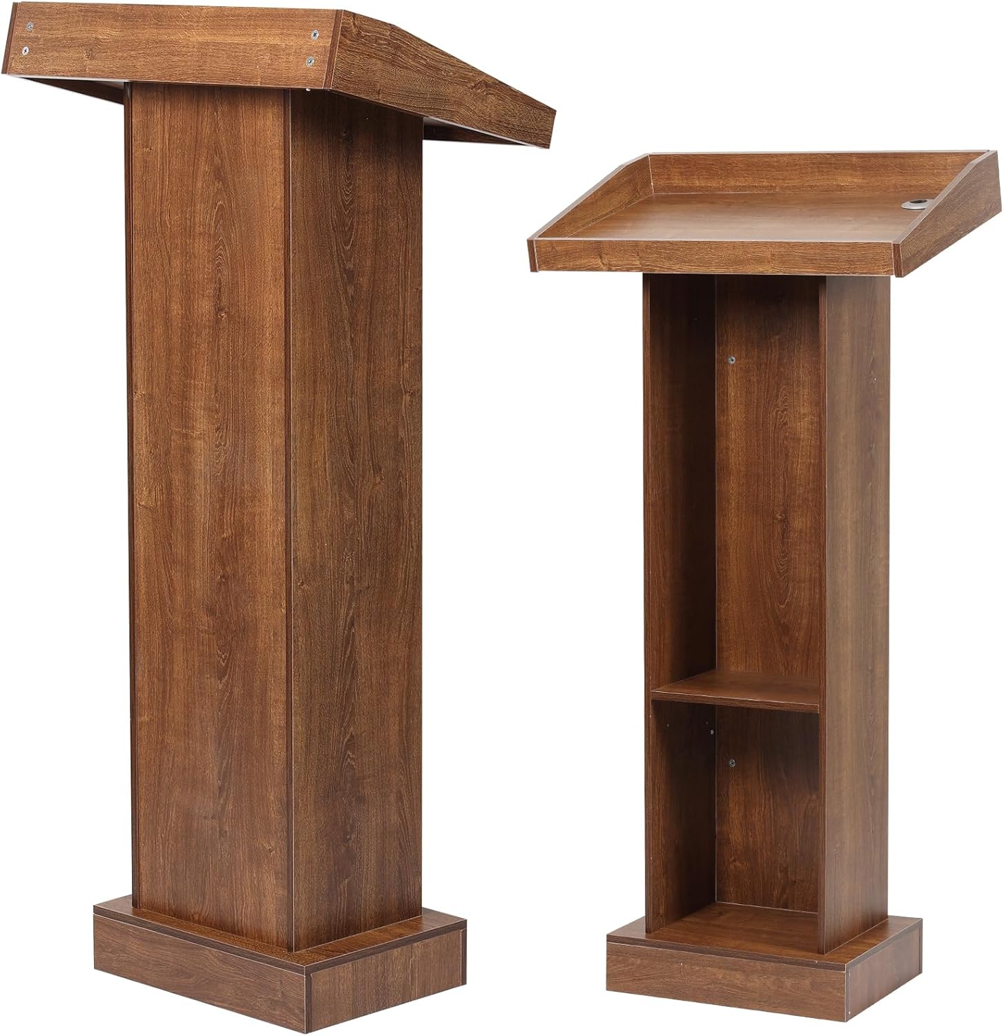Wooden Podium Stand for Lectern Presentation Wedding Speech, Farmhouse Pulpit for Church Classroom (Walnut) INCOMPLETE DAMAGED