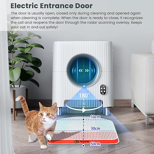 Miniatura 7 de Caja de arena para gatos con puerta de entrada eléctrica, monitor de video, antipellizcos y eliminación de olores para varios gatos