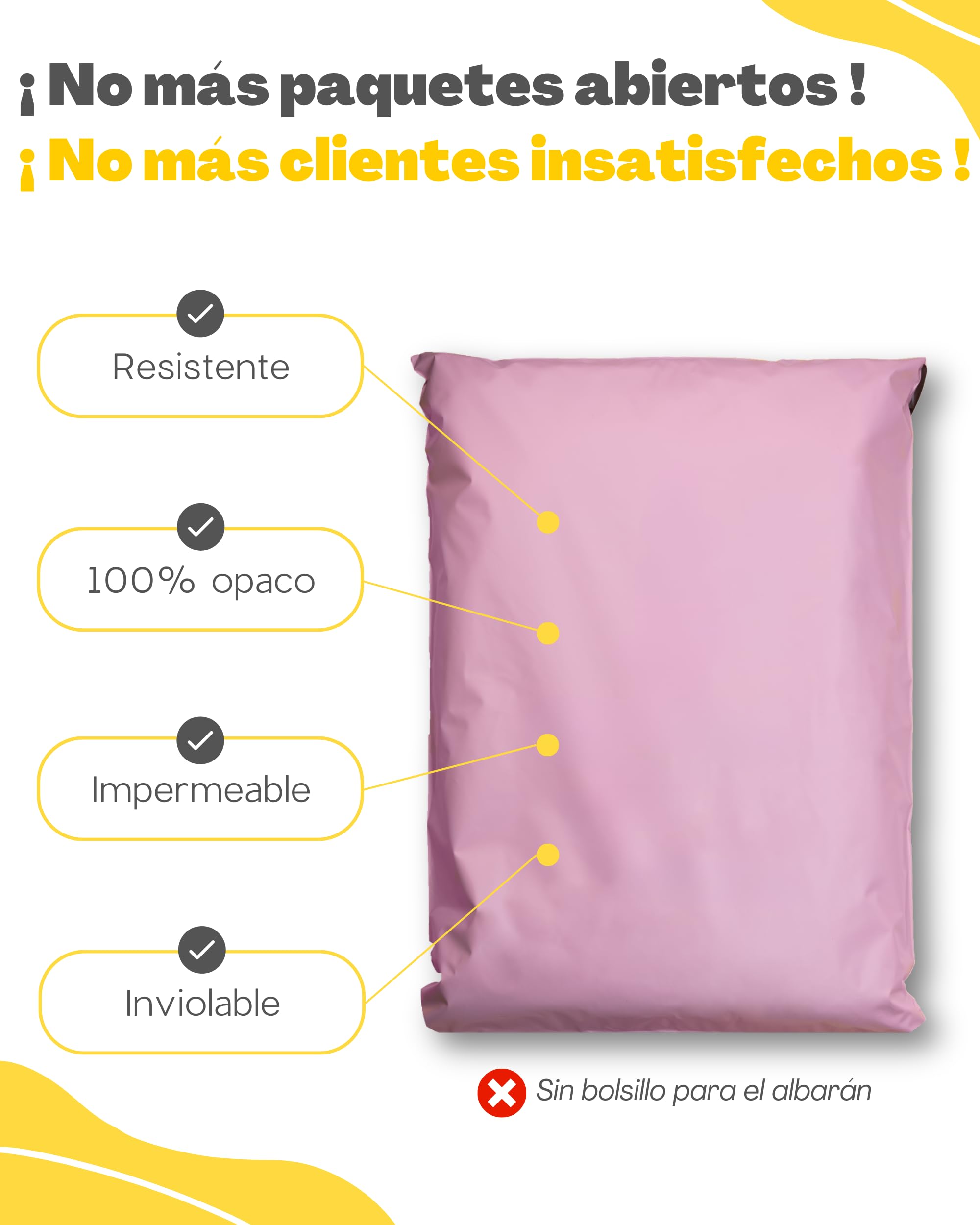 100 sobres para envíos de ropa - Tamaño M - 25x35cm - 100% OPACO/ULTRA-RESISTENTE/IMPERMEABLE - Sobres Plastico - Bolsas de Envio Paquetes - Cajas Envios Paquetes