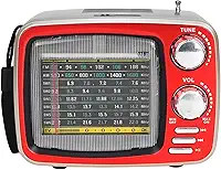 Rádio Retrô Caixa de Som Bluetooth Portátil Vintage Cor:Vermelho