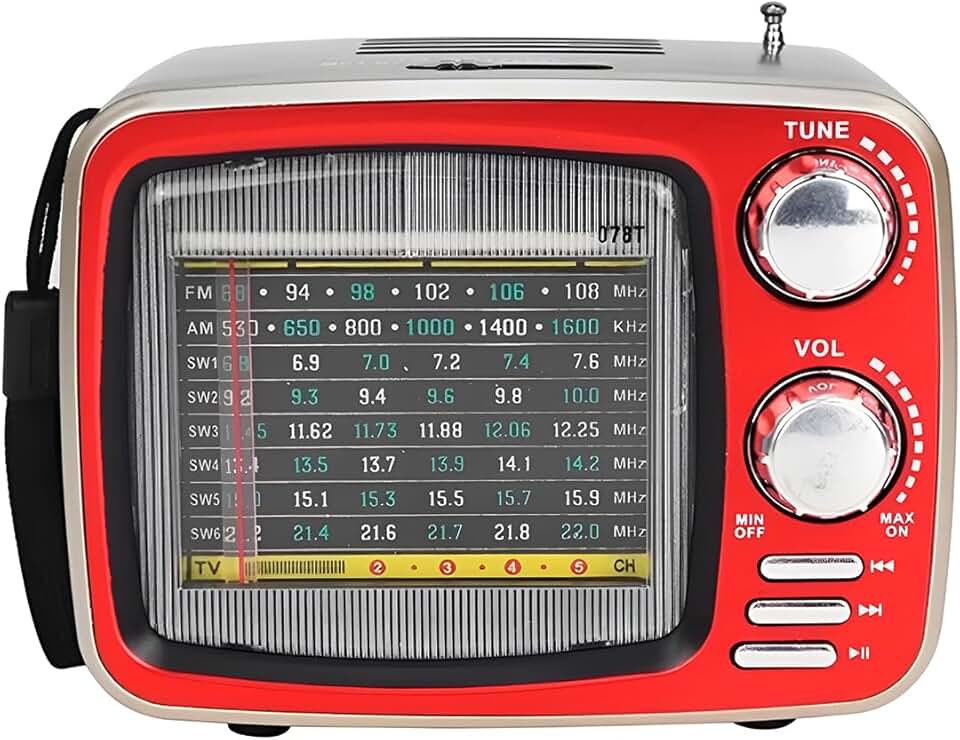 Rádio Retrô Caixa de Som Bluetooth Portátil Vintage Cor:Vermelho