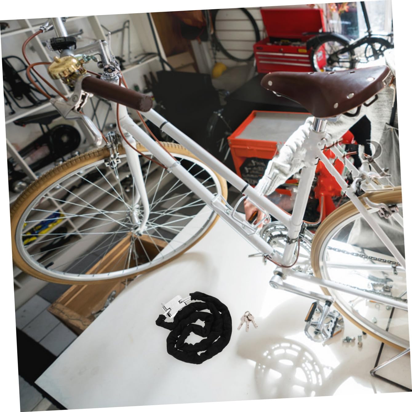 Toyvian Lucchetto a Catena Antifurto 120 Cm per Bici e Moto, Serratura di Sicurezza Resistente Anticorrosione, Lucchetto per Mountain Bike e Scooter, Protezione Antifurto Portatile per