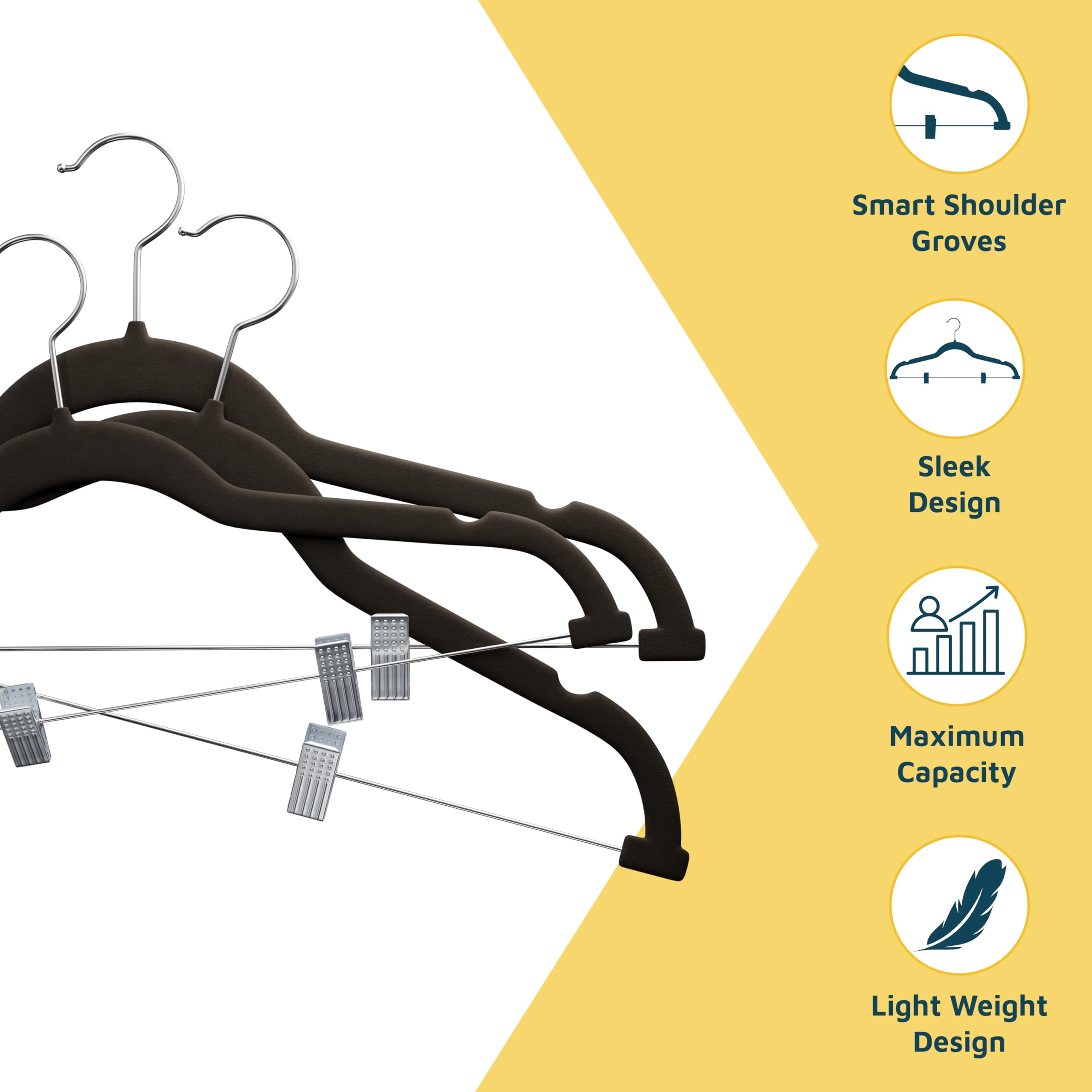 Lifemaster Perchas de Terciopelo para Faldas, con Clips Ajustables, Gancho Giratorio de 360 Grados y Muesca Antideslizante para el Hombro, soporta hasta 10 Libras, para organizar Faldas, Pantalones