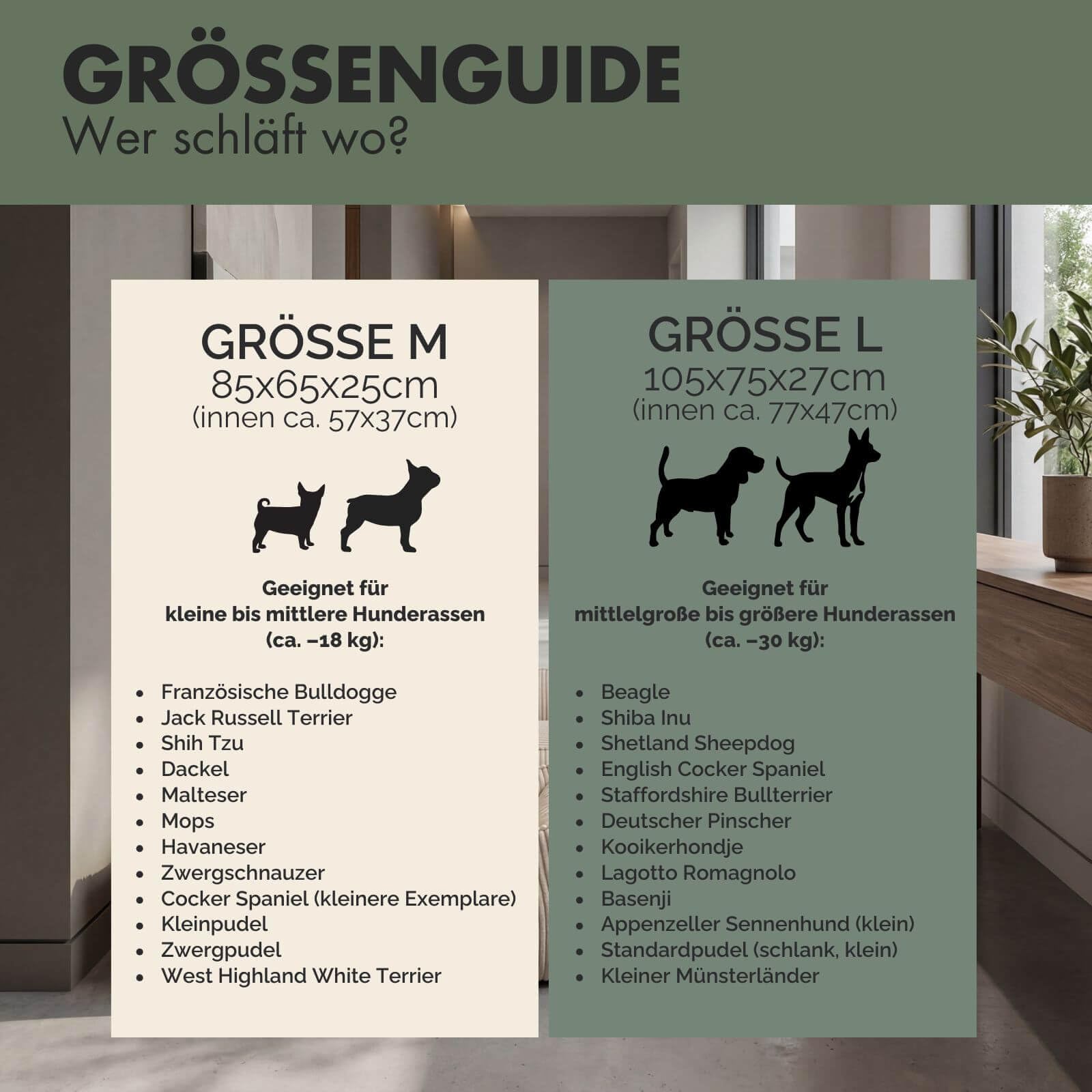 Emma Hundebett | Orthopädisches Hundebett | Hundekörbchen für kleine und mittelgroße Hunde (Olive, 85x65cm)