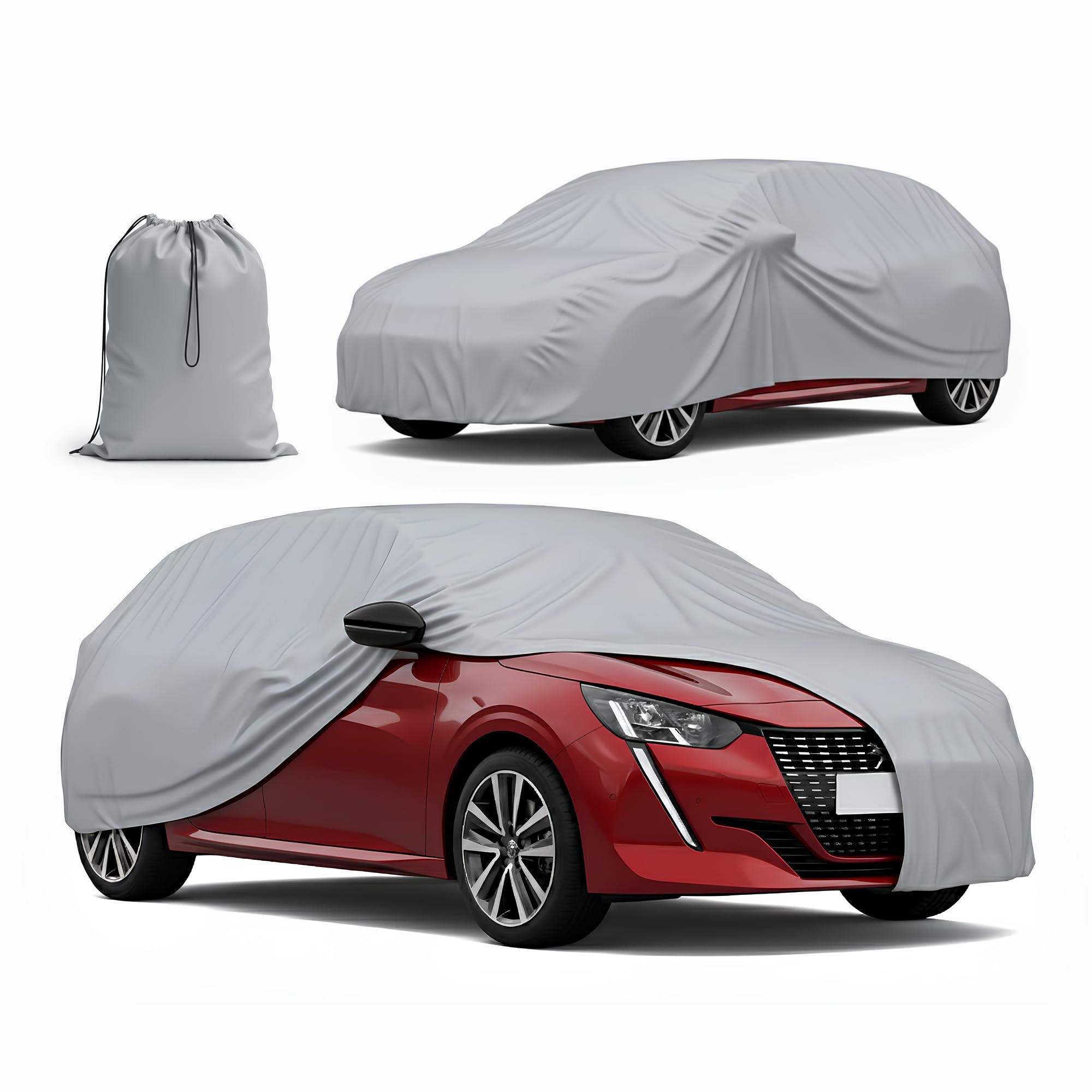 MOTOS Bache Voiture Exterieur Anti-UV Taille L – Bache De Protection Exterieur 470 x 175 x 119 cm, Imperméable, Bache Voiture Résistante pour Toutes Saisons (L)
