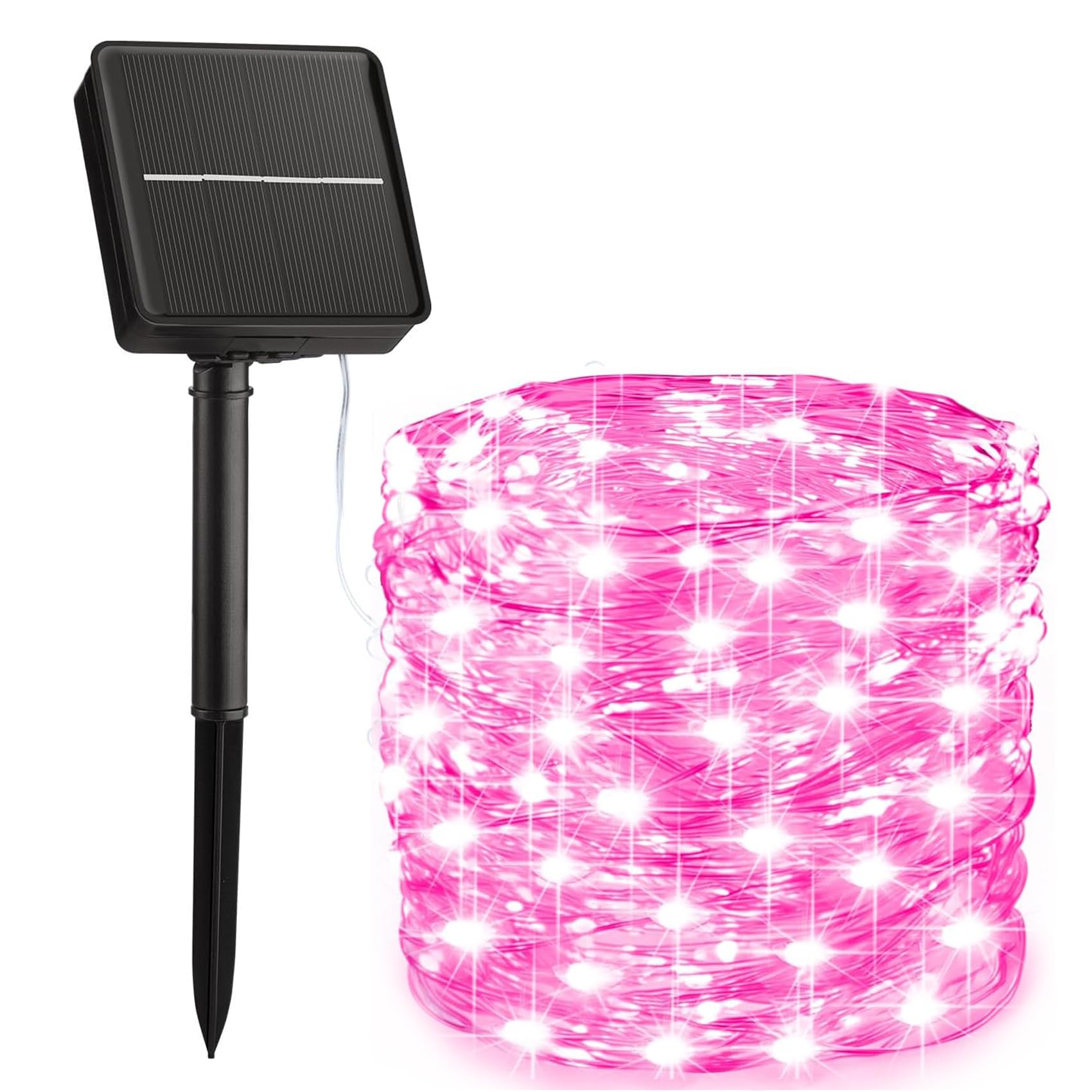 KINGCOO Solar String Lights Outdoor, Waterproof 20M 200LED Copper Wire Solar Powered Fairy Decorative Lights for Christmas Garden Yard Tree BBQ Patio Wedding Party (Pink)